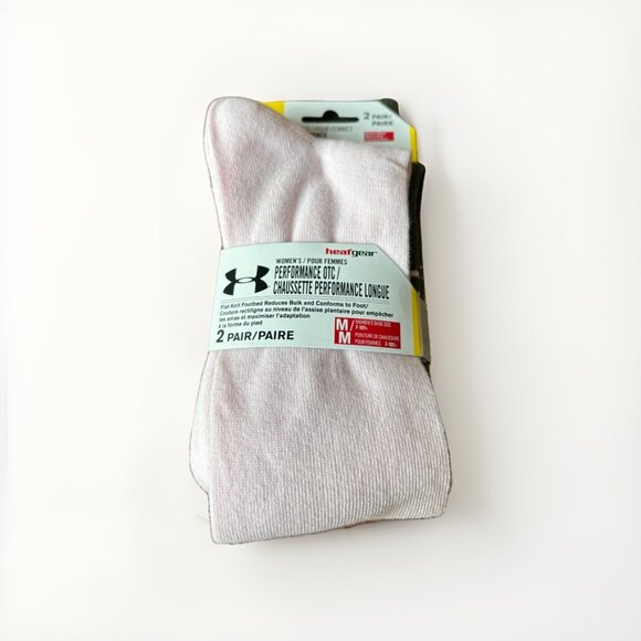 Under Armour Women's Performance OTC Socks, New 2 Pair Pink & Green Size M 7-10 - Picture 2 of 6